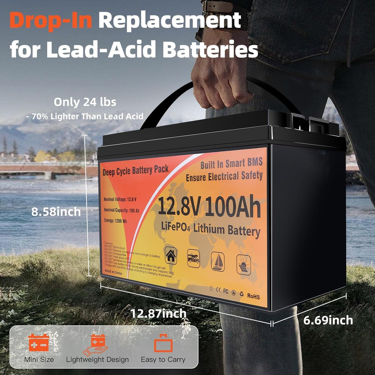 12V 100Ah LiFePO4 Deep Cycle Battery F9395