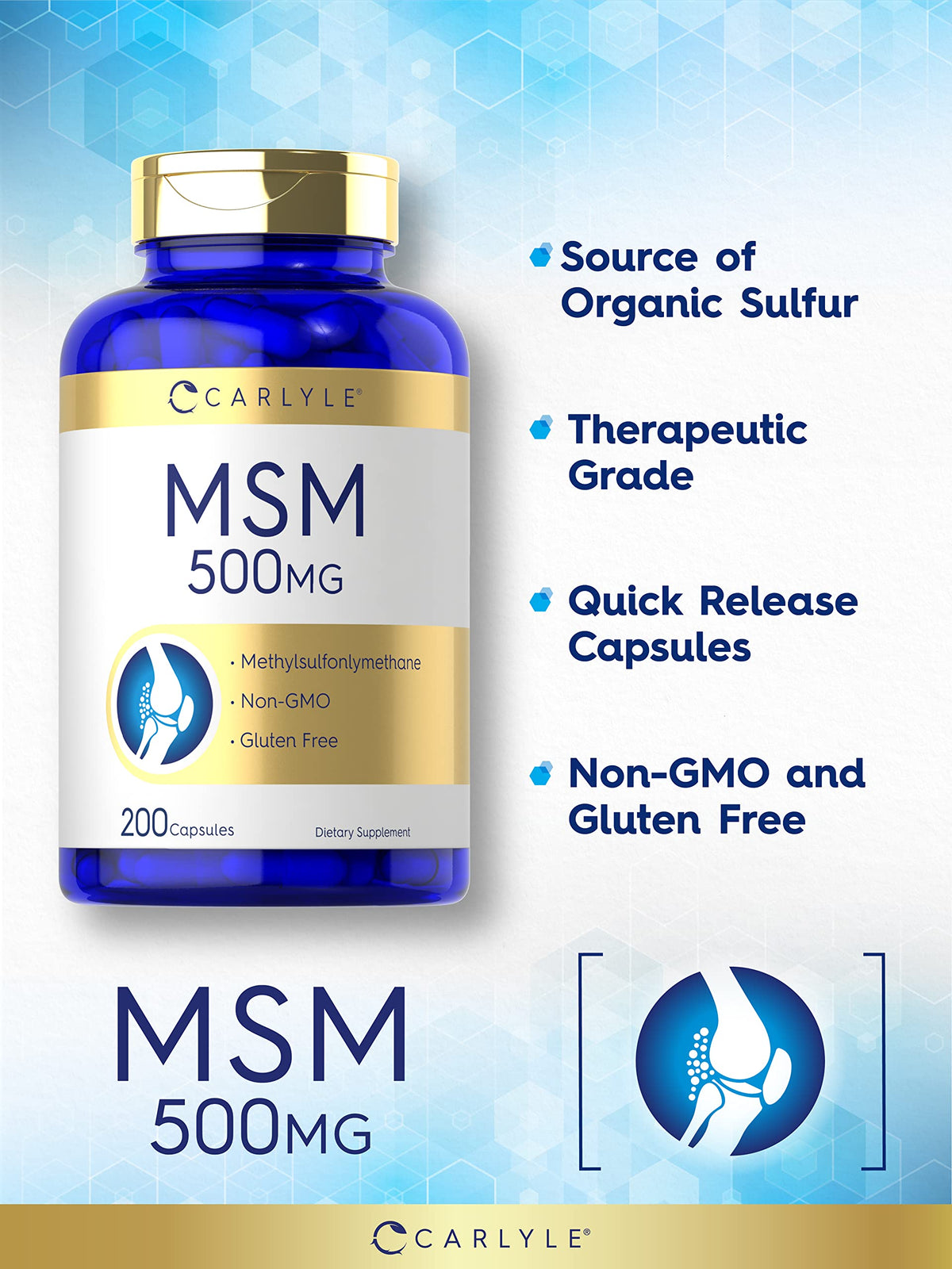 MSM Supplement Capsules 500mg 200 Count G499
