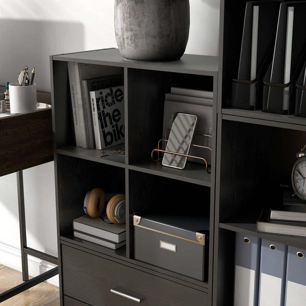 Black 4-Cube Stackable Wood Storage Organizer Shelves P47415