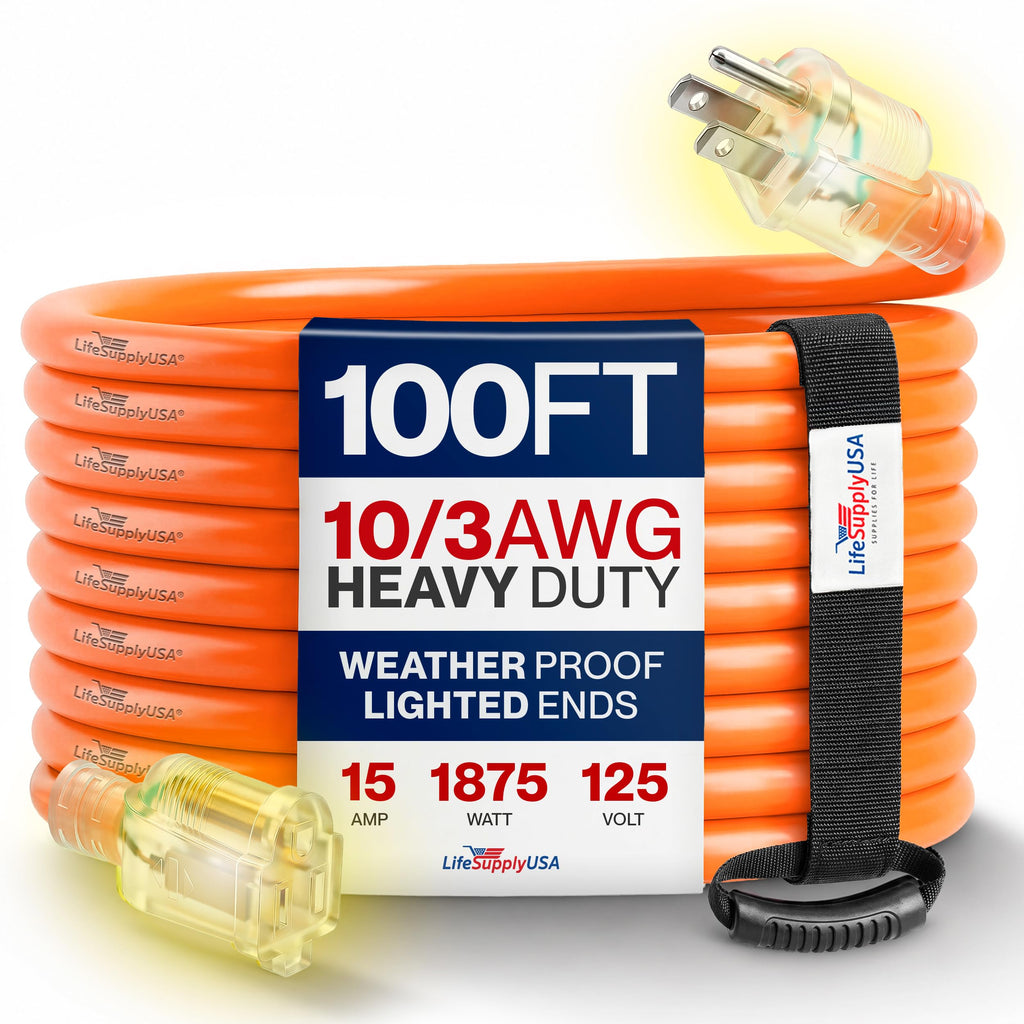 100ft 10/3 Gauge Heavy Duty Outdoor Extension Cord Orange D87405