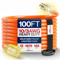 100ft 10/3 Gauge Heavy Duty Outdoor Extension Cord Orange D87405