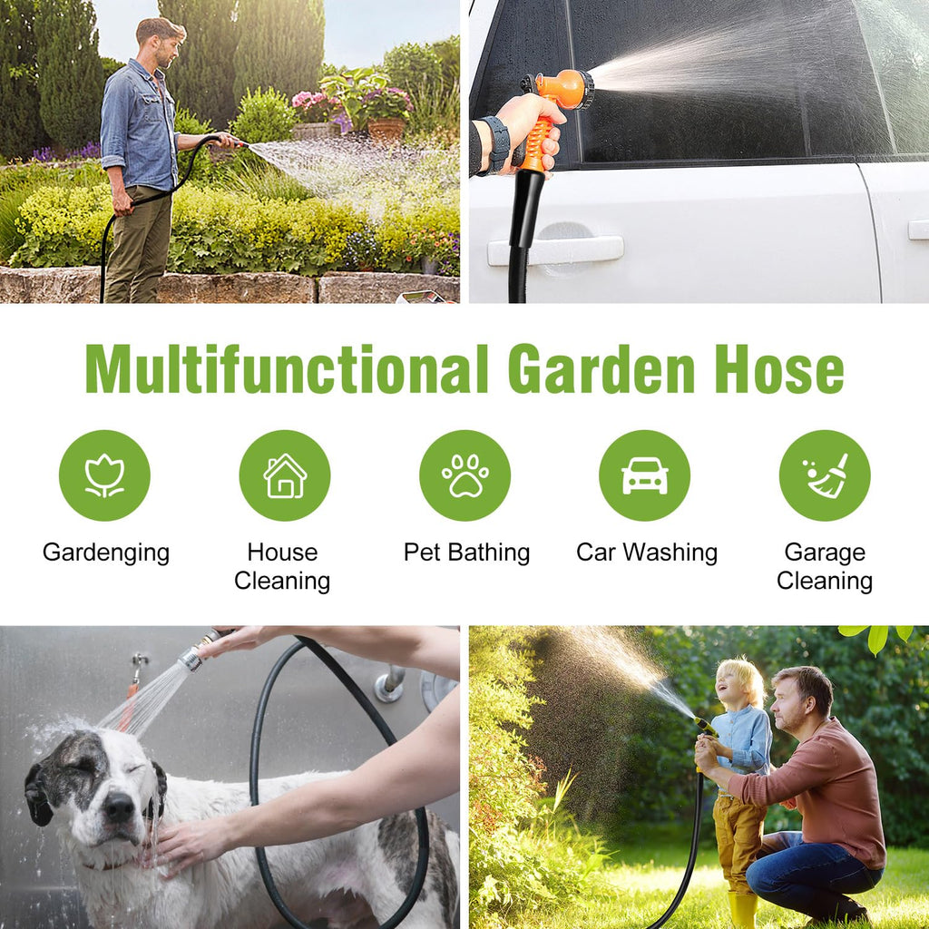 100 ft 5/8 in Heavy Duty Flexible Rubber Hybrid Garden Hose W891359