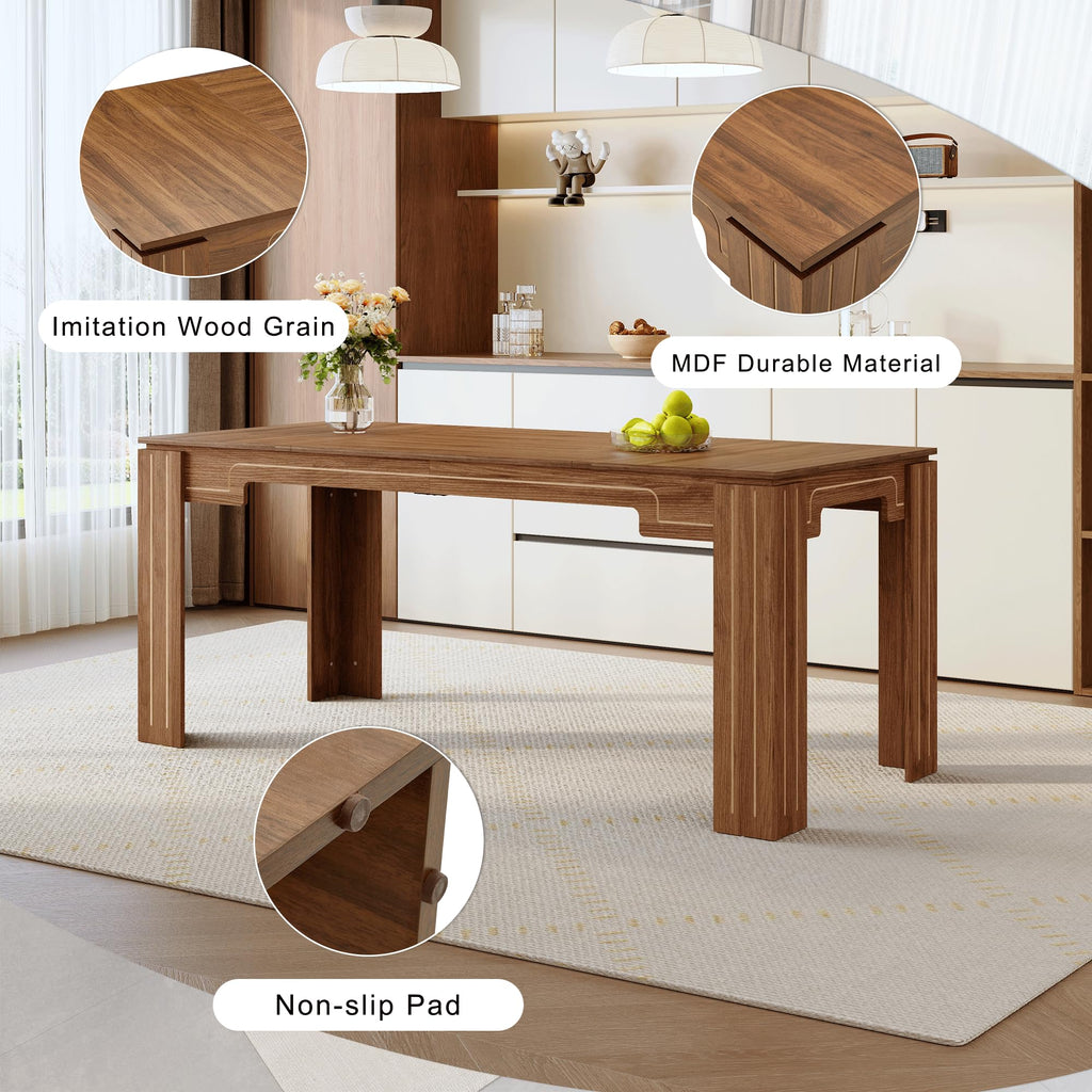 71" Farmhouse Dining Table Set for 8 with PU Leather Chairs Z86197