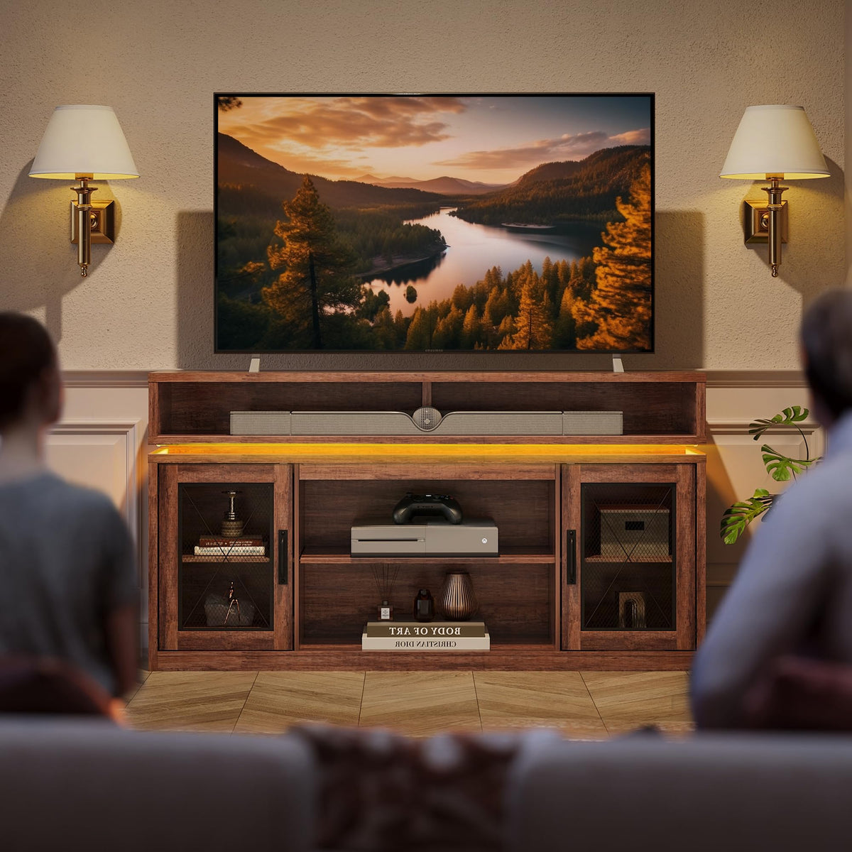 Brown TV Stand with LED Z6367