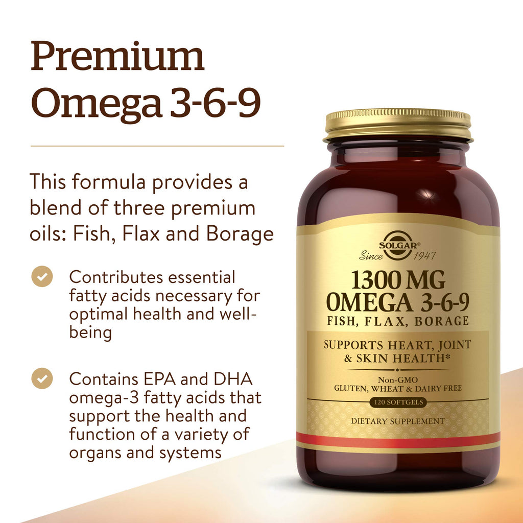 1300 mg Omega 3-6-9 120 Softgels Fish Oil Supplement E7572