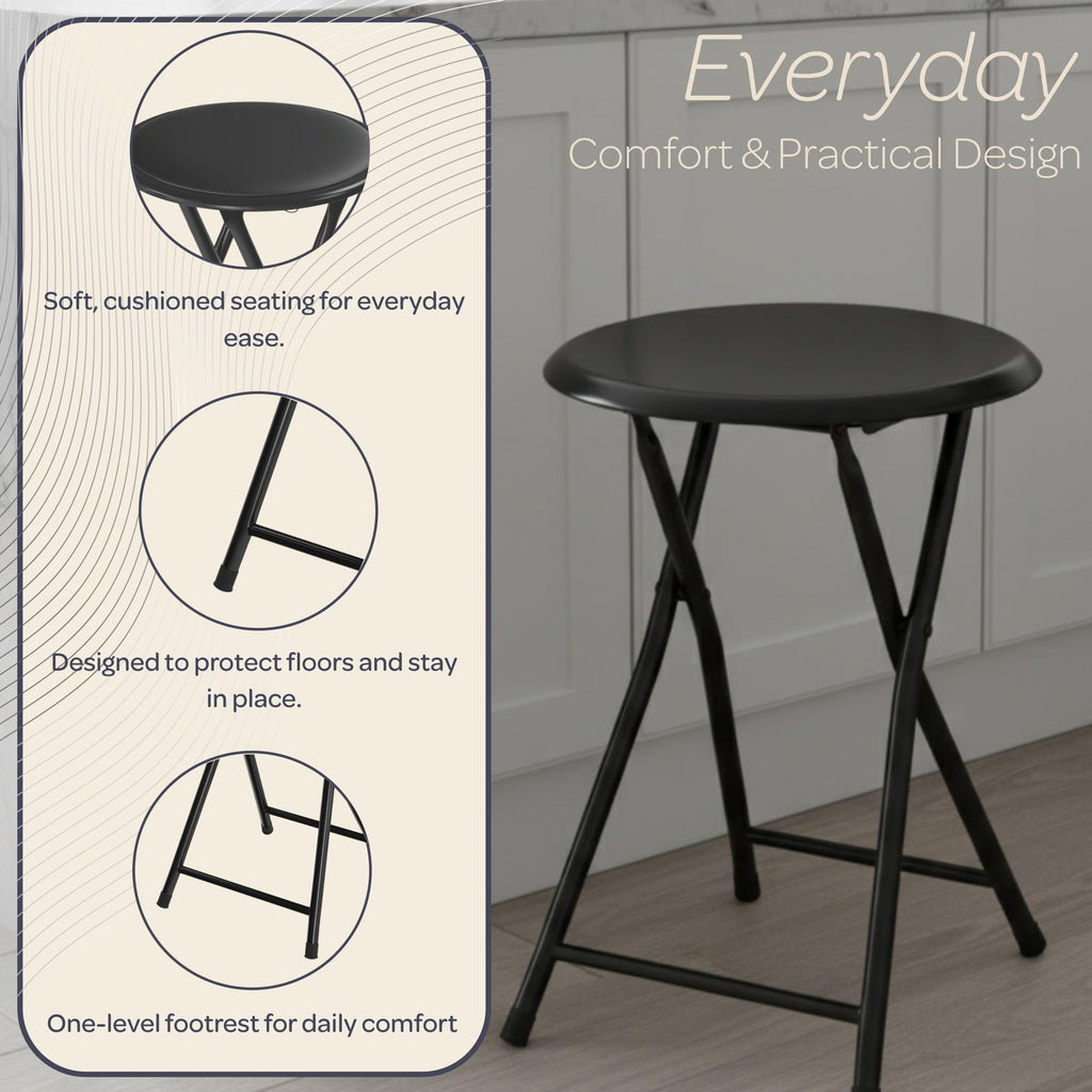 Black 18 Inch Portable Folding Stool G4586