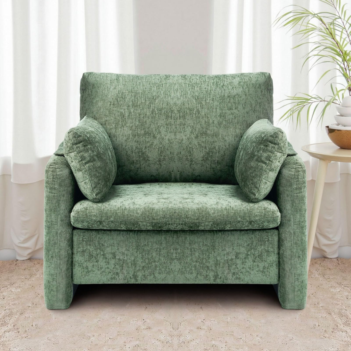 Oversized Green Accent Chair with Padded Arms K697
