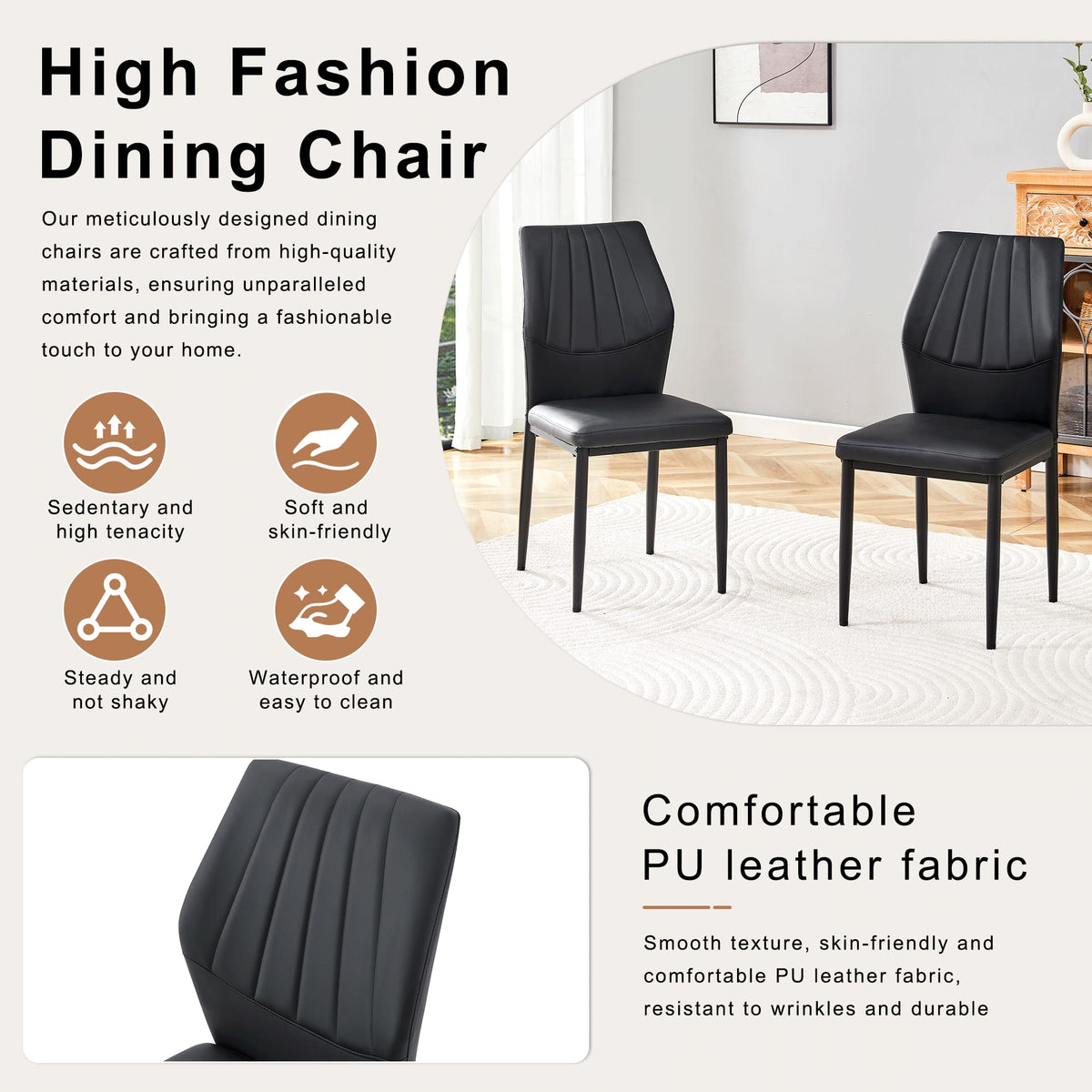 71" Farmhouse Dining Table Set for 8 with PU Leather Chairs Z86197