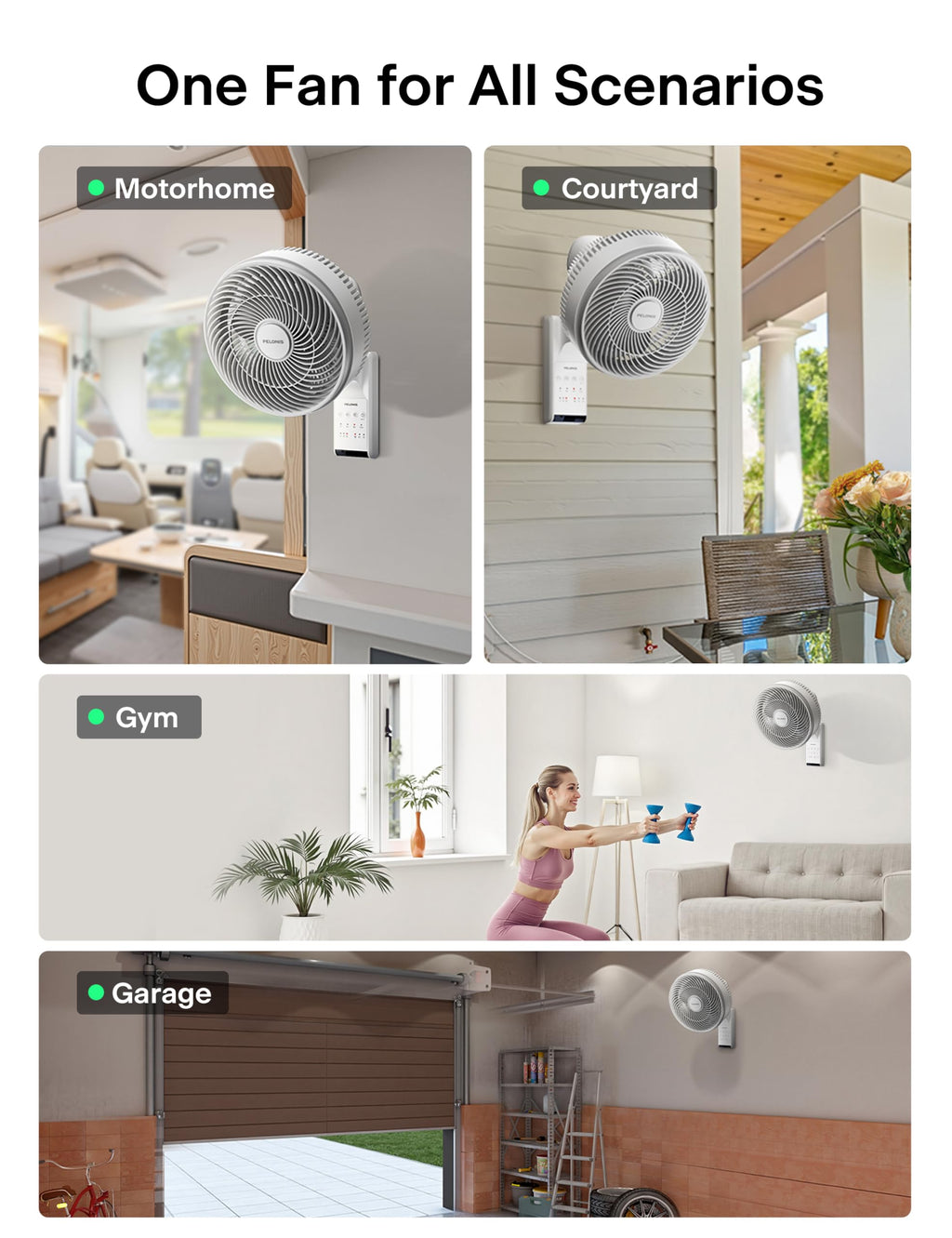 12 inch Indoor Oscillating Wall Mount Fan with Remote, White W35018
