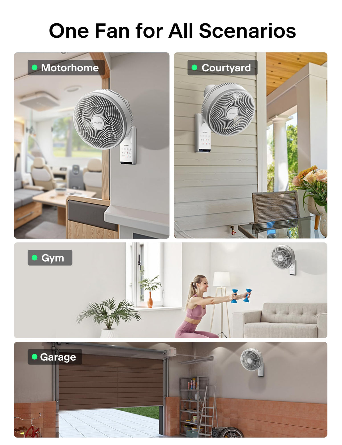 12 inch Indoor Oscillating Wall Mount Fan with Remote, White W35018