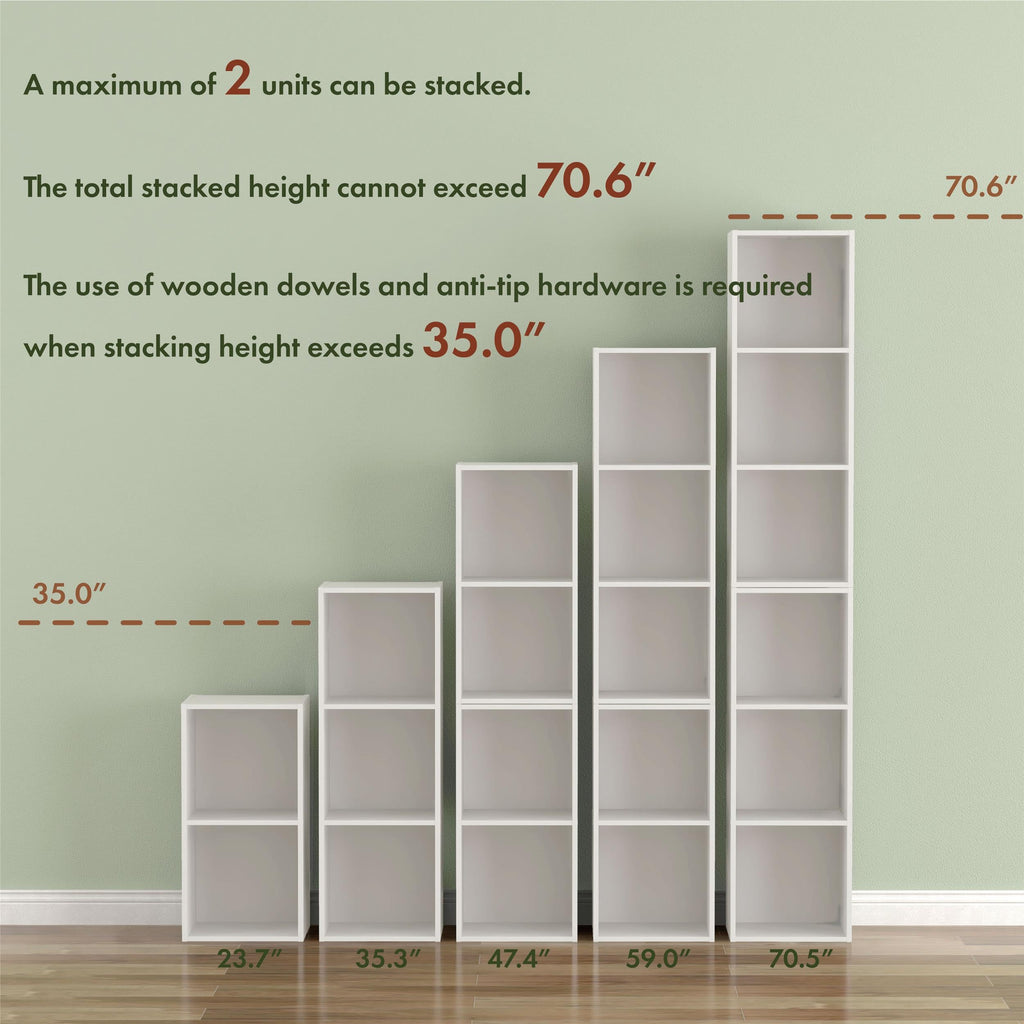 Black 4-Cube Stackable Wood Storage Organizer Shelves P47415