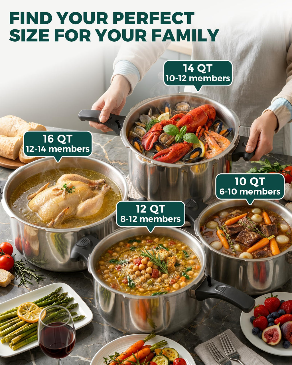 10 Quart Stainless Steel Pressure Cooker F398