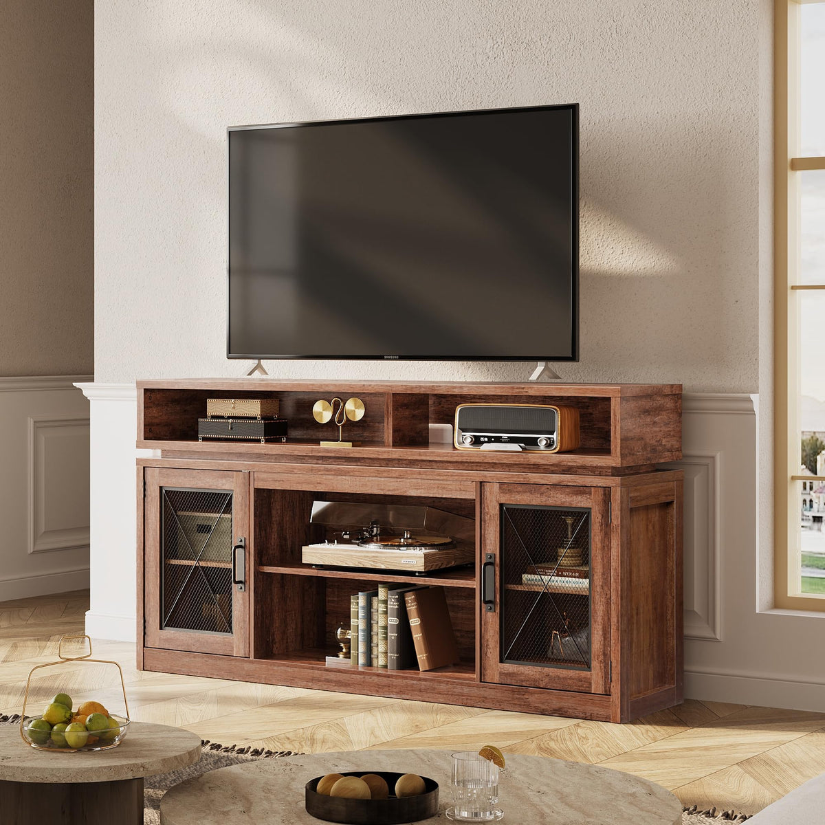 Brown TV Stand with LED Z6367