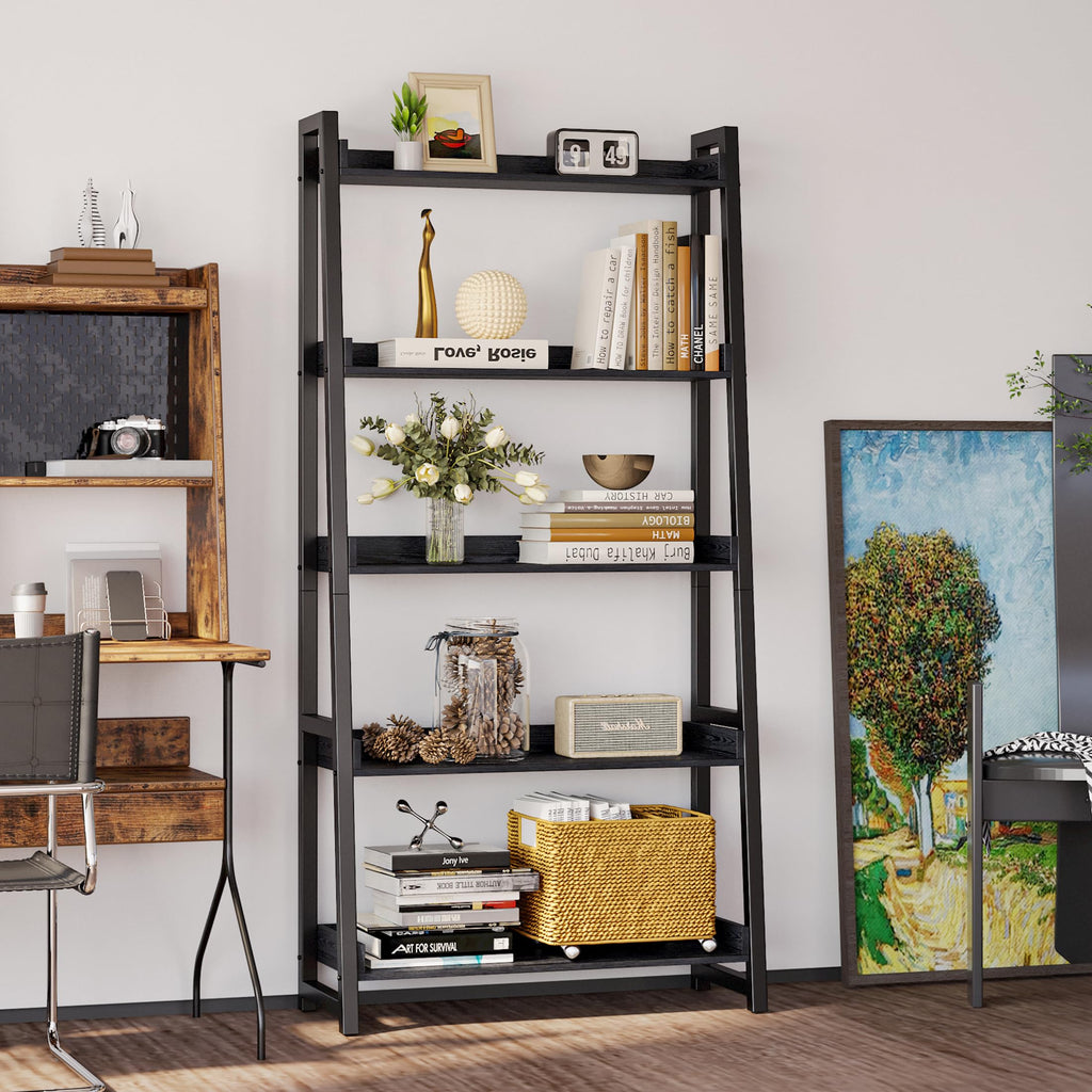 5-Tier Industrial Ladder Shelf Bookcase U680