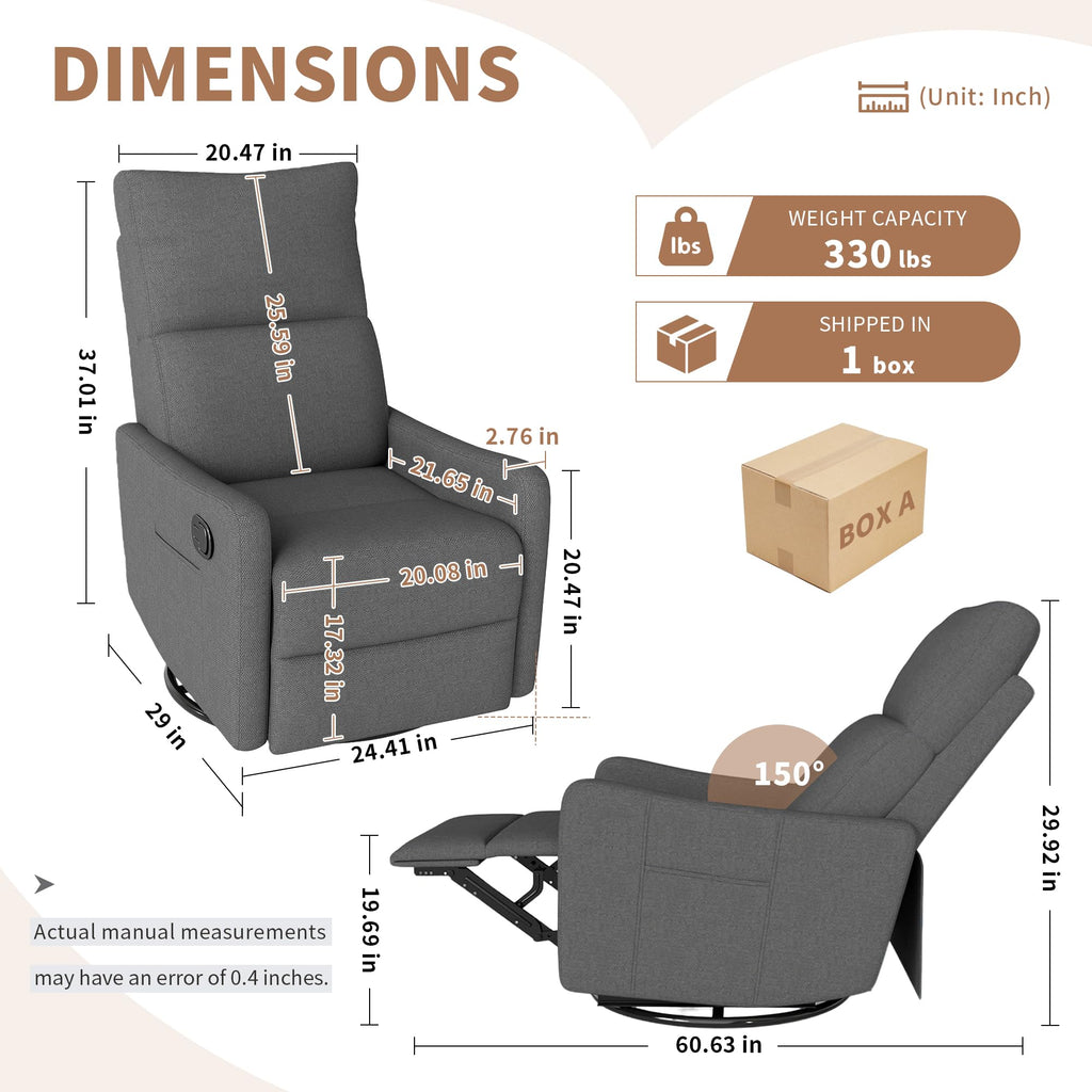 Light Brown Velvet Swivel Rocker Recliner Chair Y695775