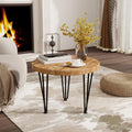 Round Elm Wood Nesting Coffee Table with Metal Legs P2543