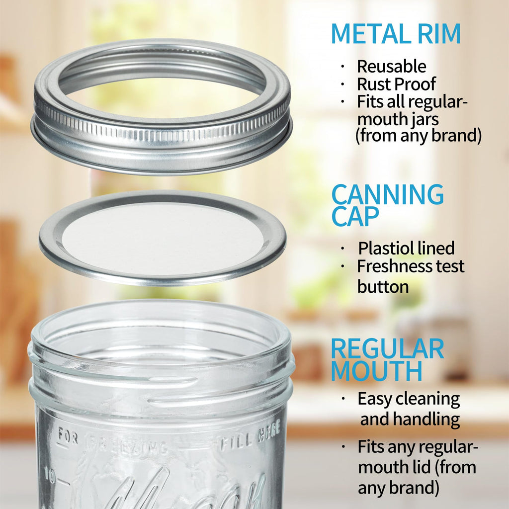 16 oz Wide Mouth Glass Mason Jars with Lids 8 Pack O1760