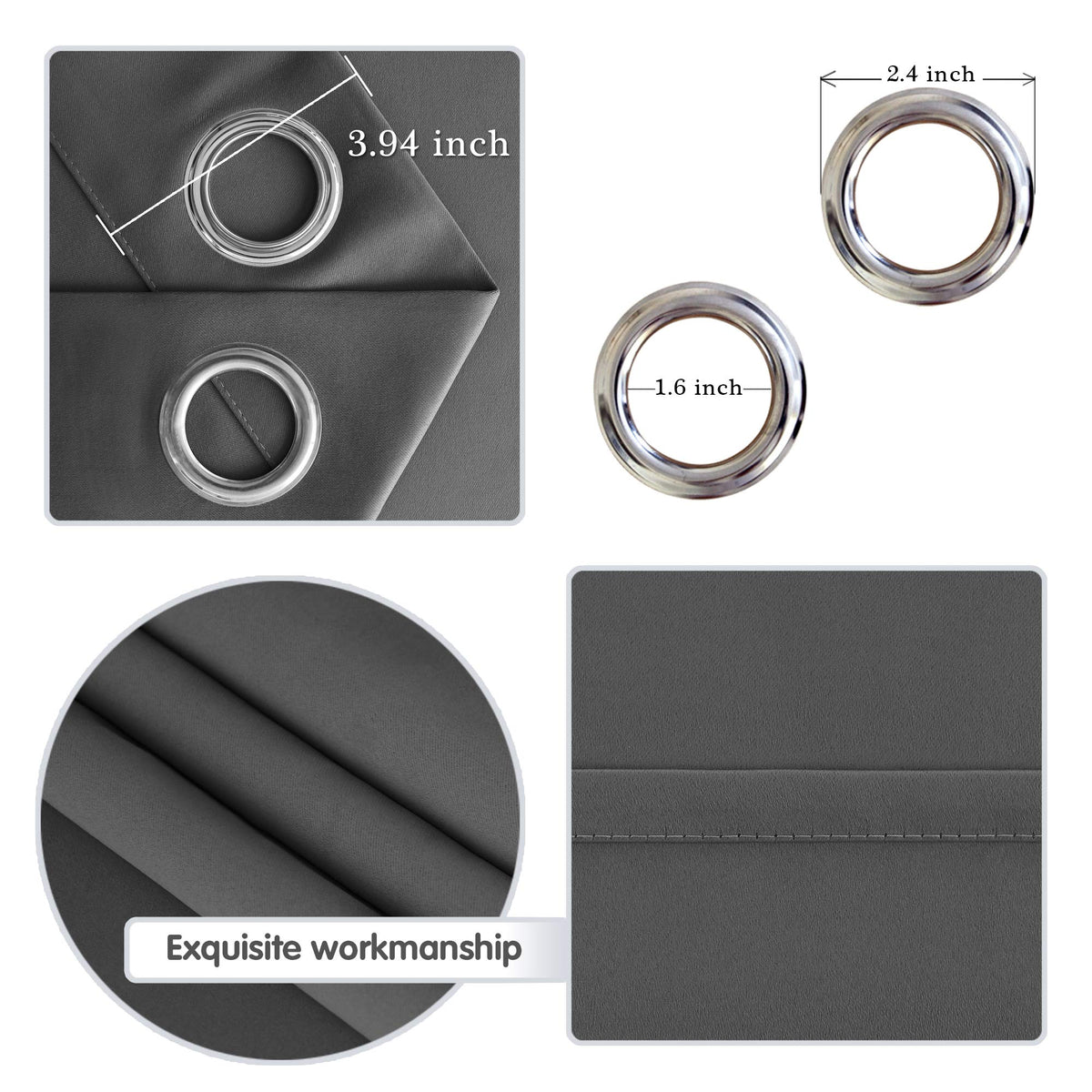 Dark Grey Thermal Blackout Room Divider Curtain Panel N639171