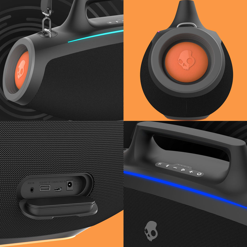 Water-Resistant Wireless Portable Bluetooth Boombox Speaker with LED Lightshow R75292