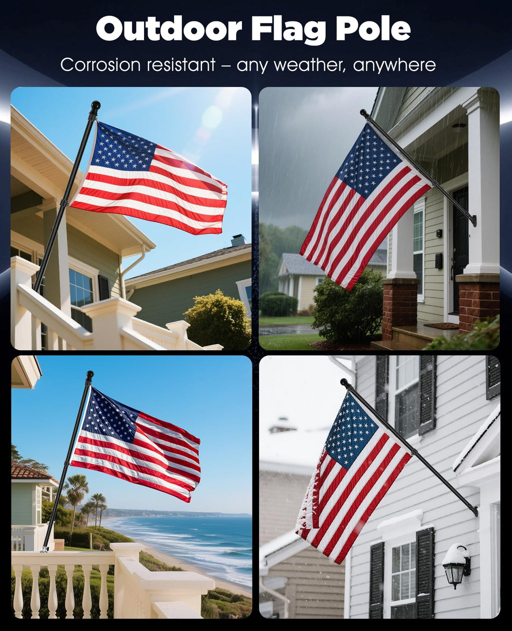6' Carbon Fiber Flag Pole Kit with USA Flag I785457