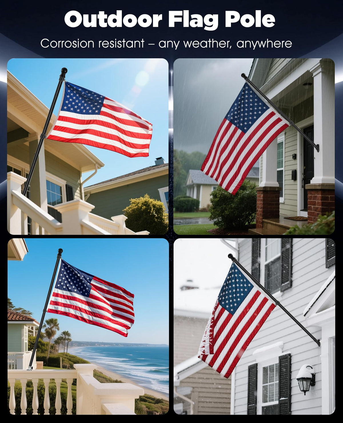 6' Carbon Fiber Flag Pole Kit with USA Flag I785457
