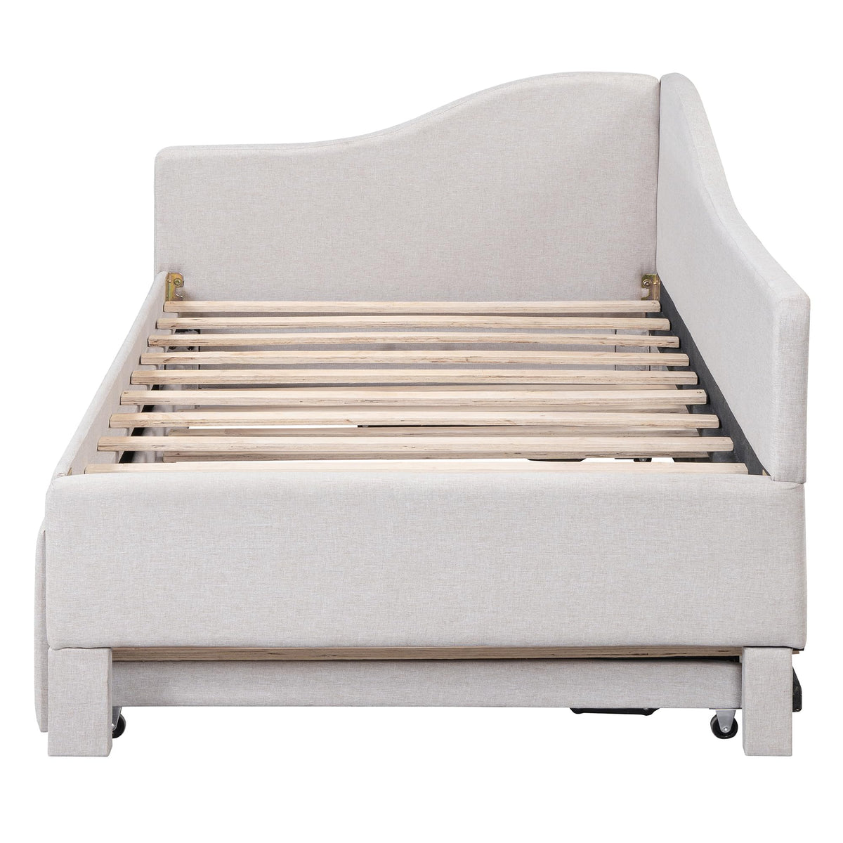 Twin Size Linen Upholstered Daybed with Pop up Trundle B391