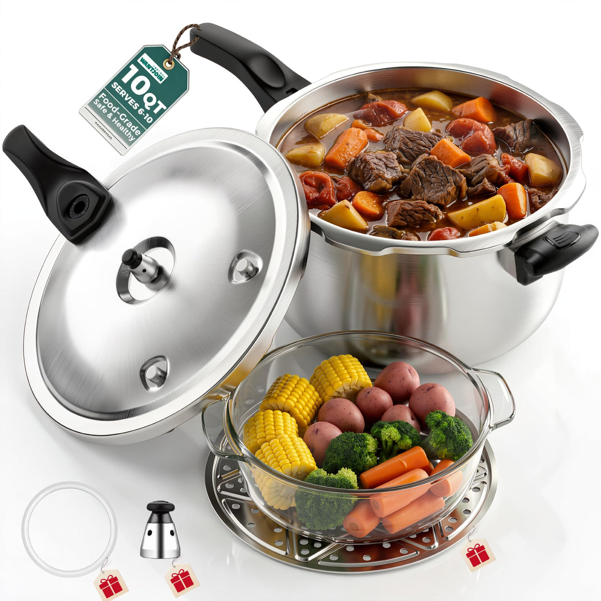 10 Quart Stainless Steel Pressure Cooker F398