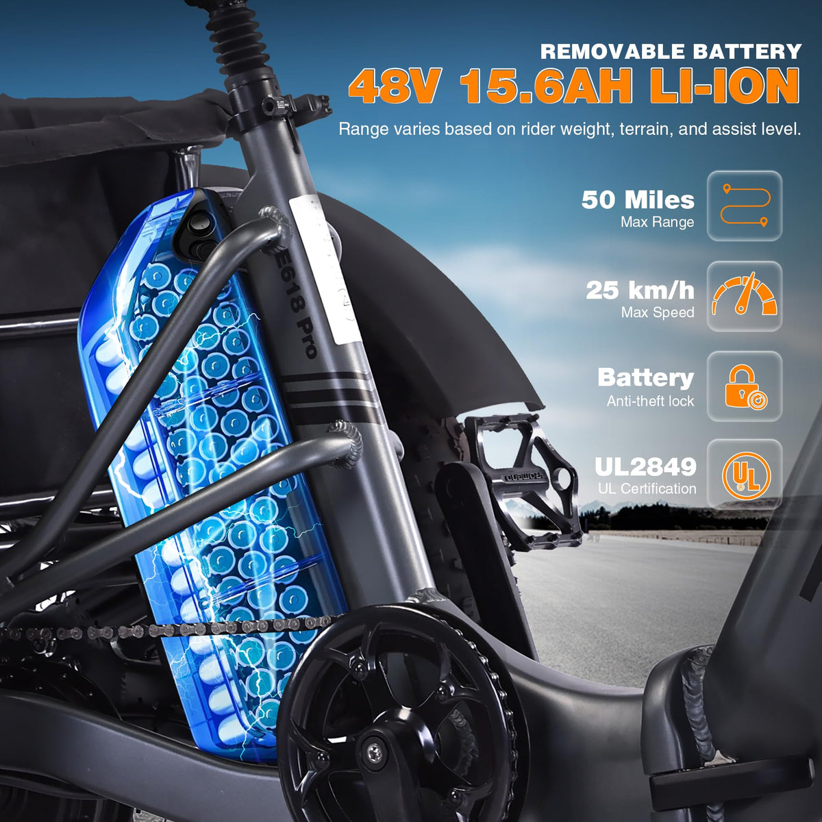 20" Fat Tire Foldable Electric Tricycle T74535