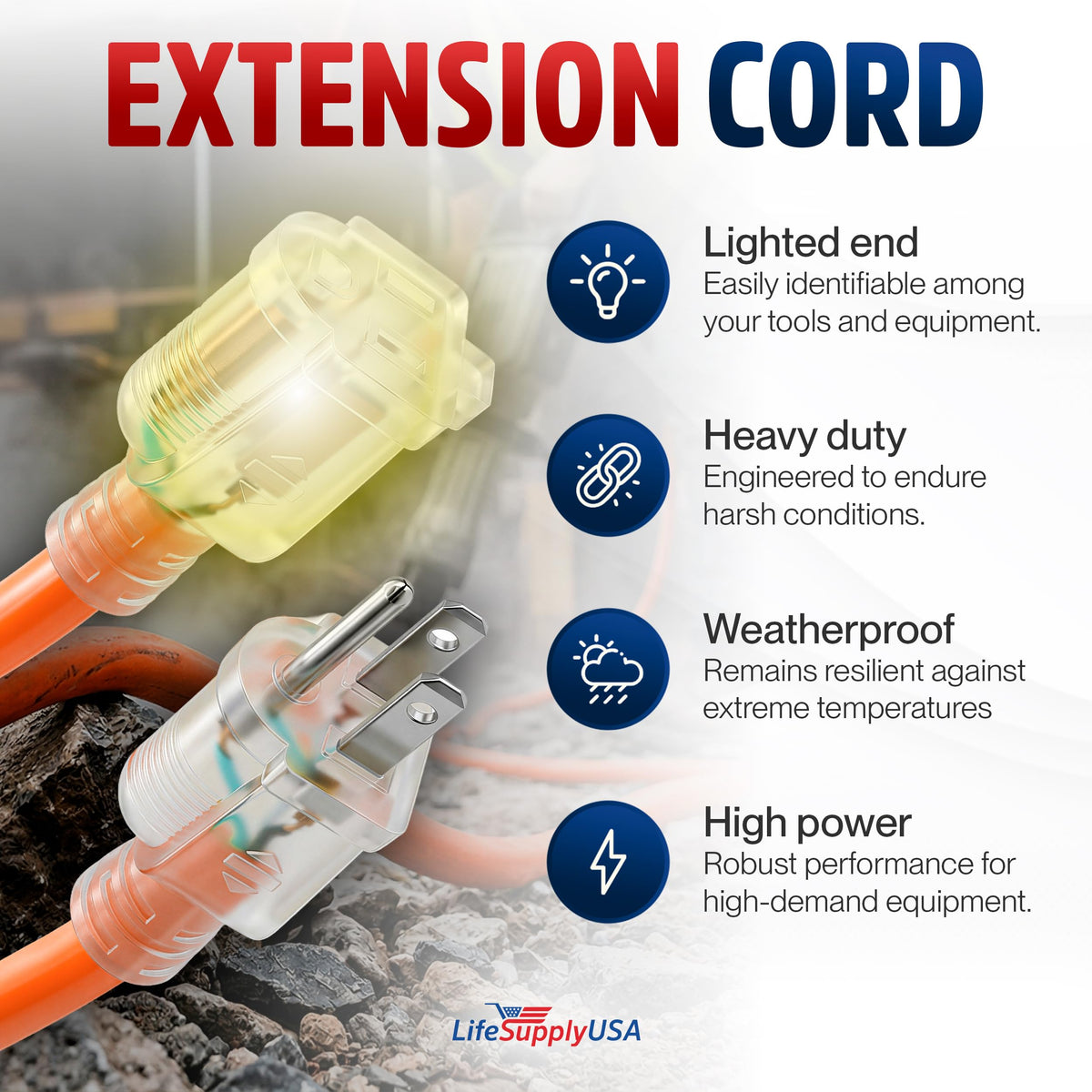 100ft 10/3 Gauge Heavy Duty Outdoor Extension Cord Orange D87405