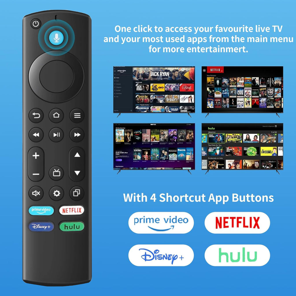 Voice Remote Control for Fire Stick and Cube Smart TVs with 4 App Shortcuts D577972