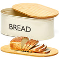 Metal Bread Box with Bamboo Lid W8966