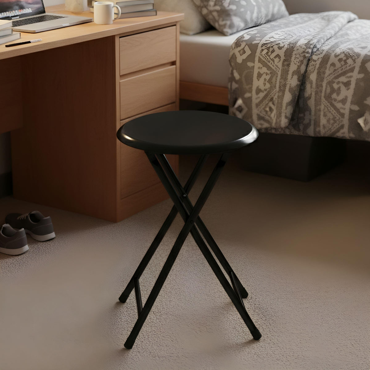 Black 18 Inch Portable Folding Stool G4586