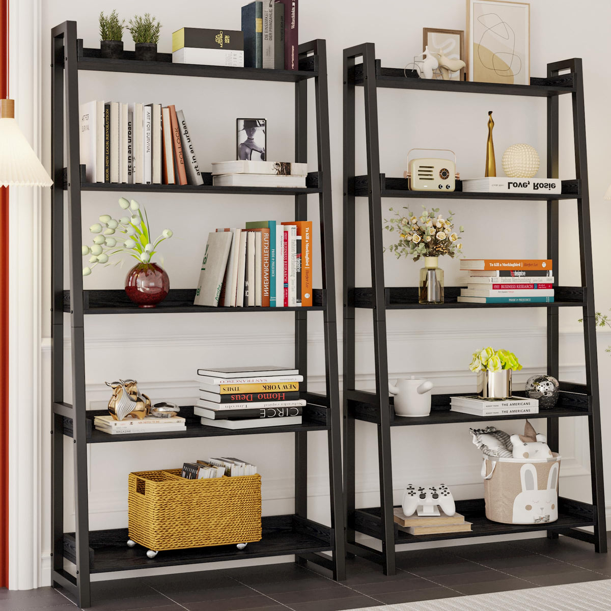 5-Tier Industrial Ladder Shelf Bookcase U680