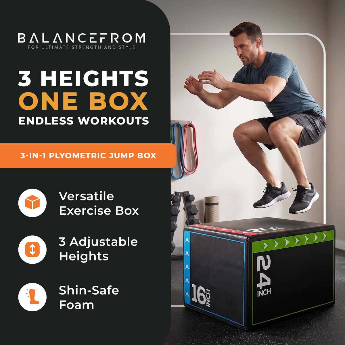 3-in-1 Foam Plyometric Jump Box M3307