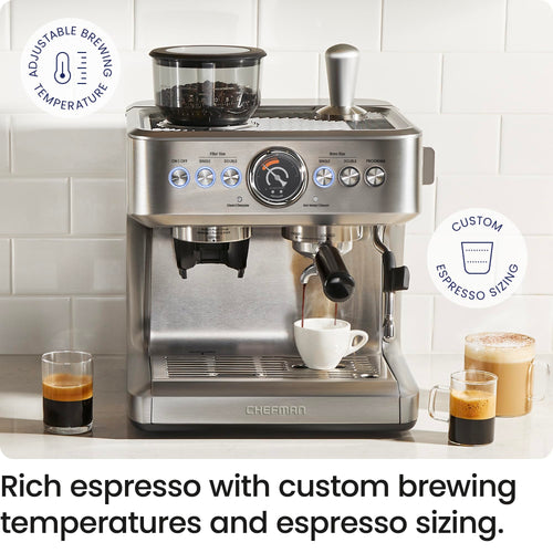 15 Bar Espresso Machine with Milk Frother and Coffee Grinder G7675