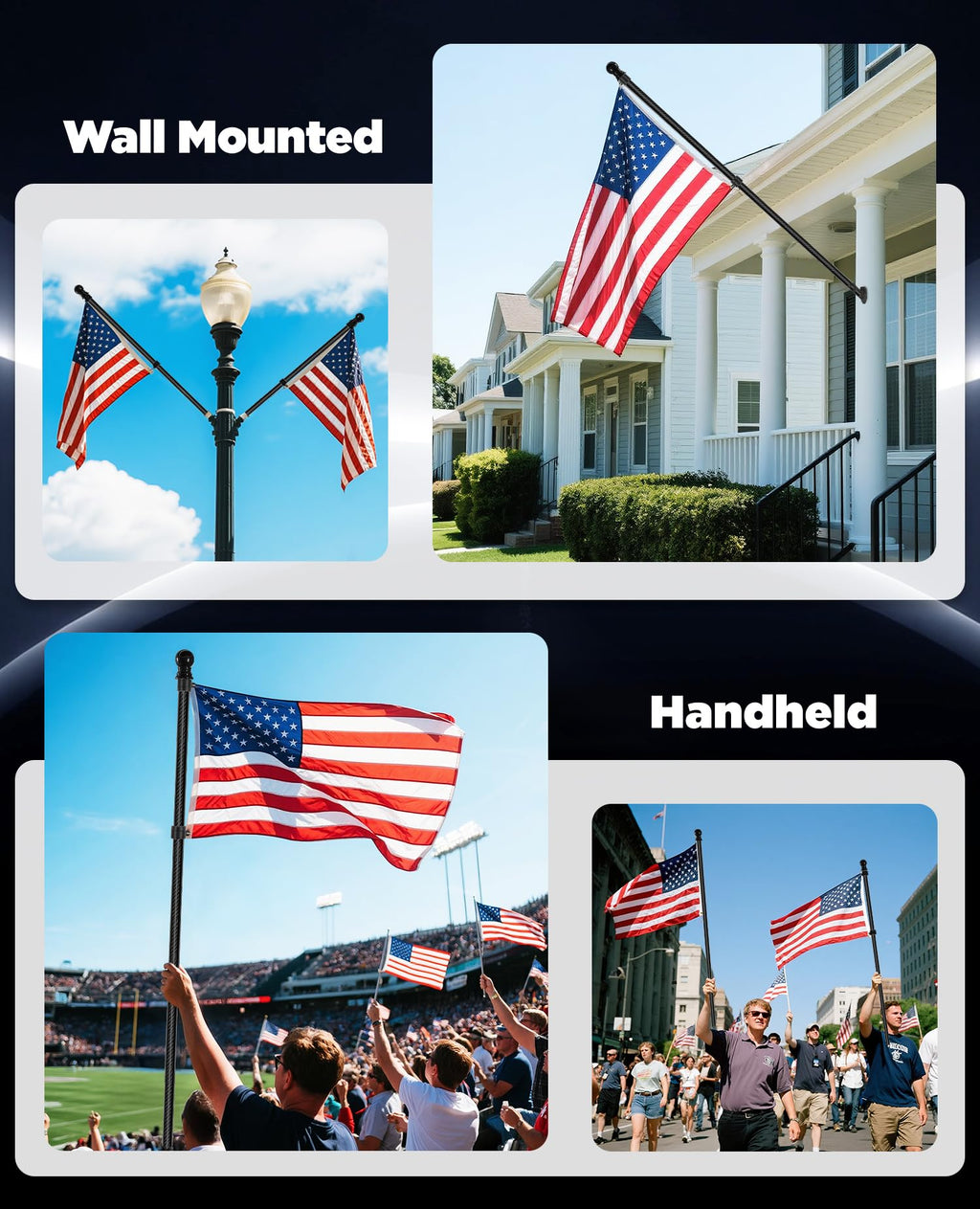 6' Carbon Fiber Flag Pole Kit with USA Flag I785457