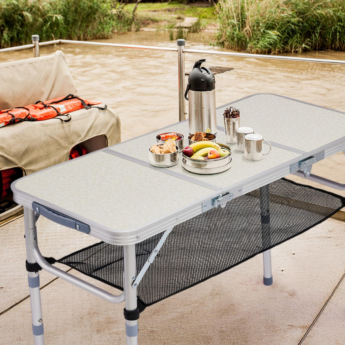 3ft Adjustable Height Aluminum Folding Camping Table F61377