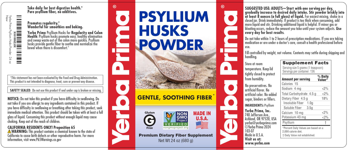 24 oz Unflavored Psyllium Husk Powder Fiber Supplement O364456