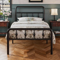 16 Inch Twin Metal Platform Bed with Headboard and Footboard T80257