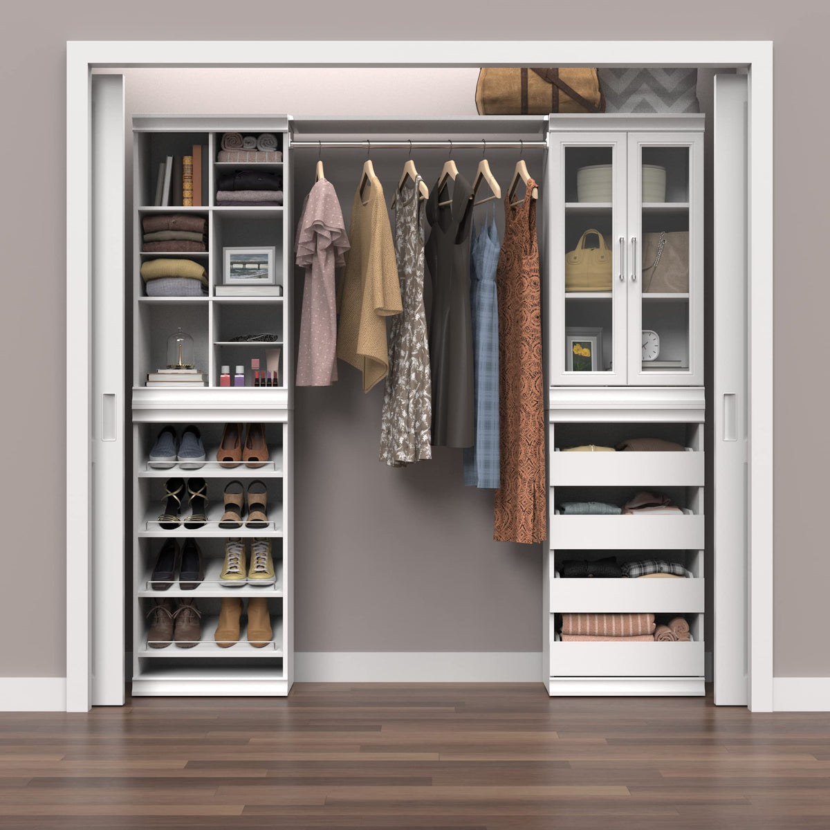 White 4 Drawer Wood Modular Storage Unit W297601