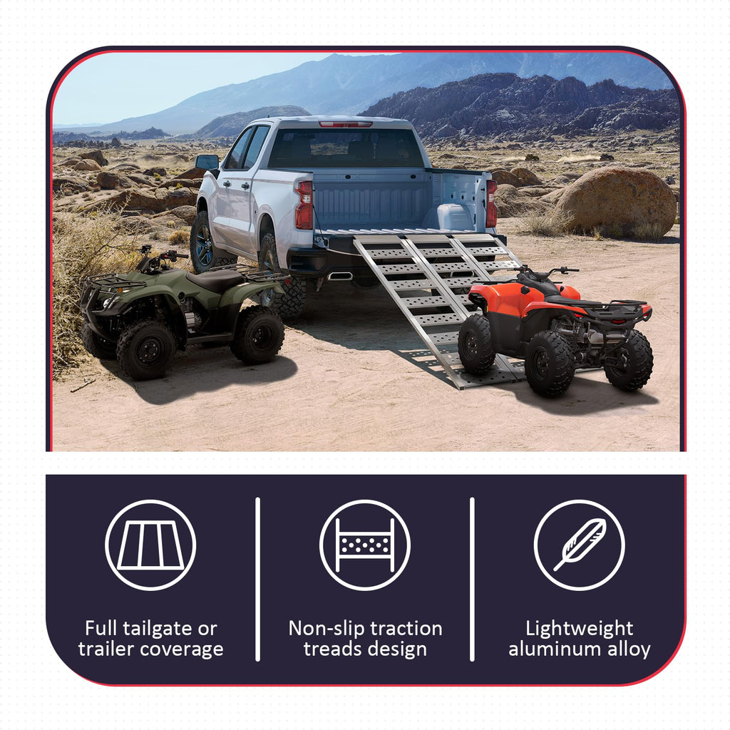 Full Width Aluminum Tri-Fold Loading Ramps with Treads K10265