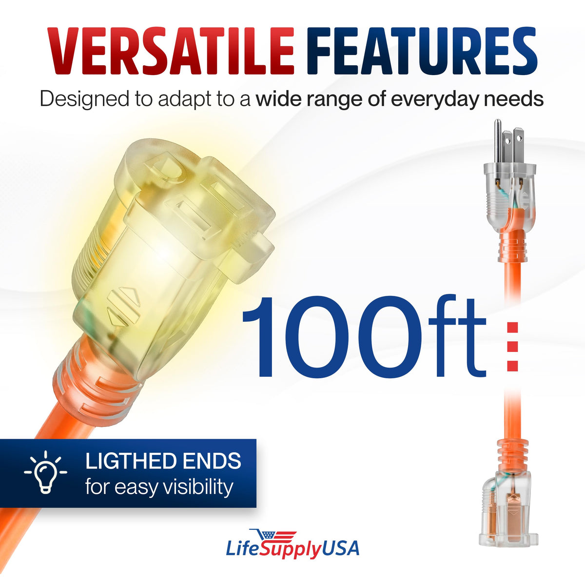 100ft 10/3 Gauge Heavy Duty Outdoor Extension Cord Orange D87405