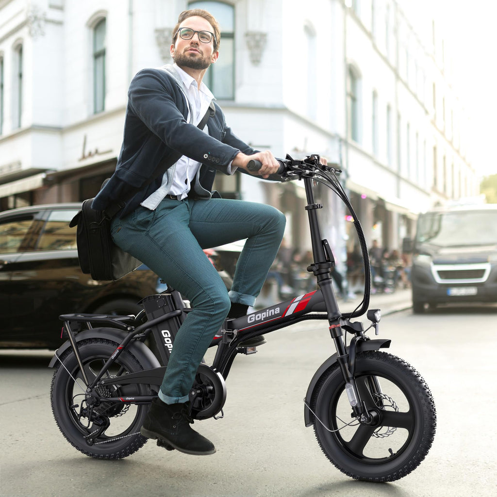 Peak 500W Step Over Electric Bicycle, 16" x 3.0 Fat Tire, 48V Removable Battery, 7 Speed P456