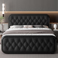 Full Size Upholstered Platform Bed Frame with Faux Leather Headboard L160654