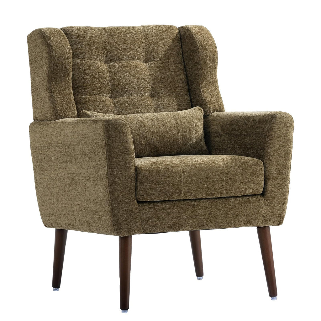 Olive Green Chenille Upholstered Accent Chairs Set of 2 Q5897