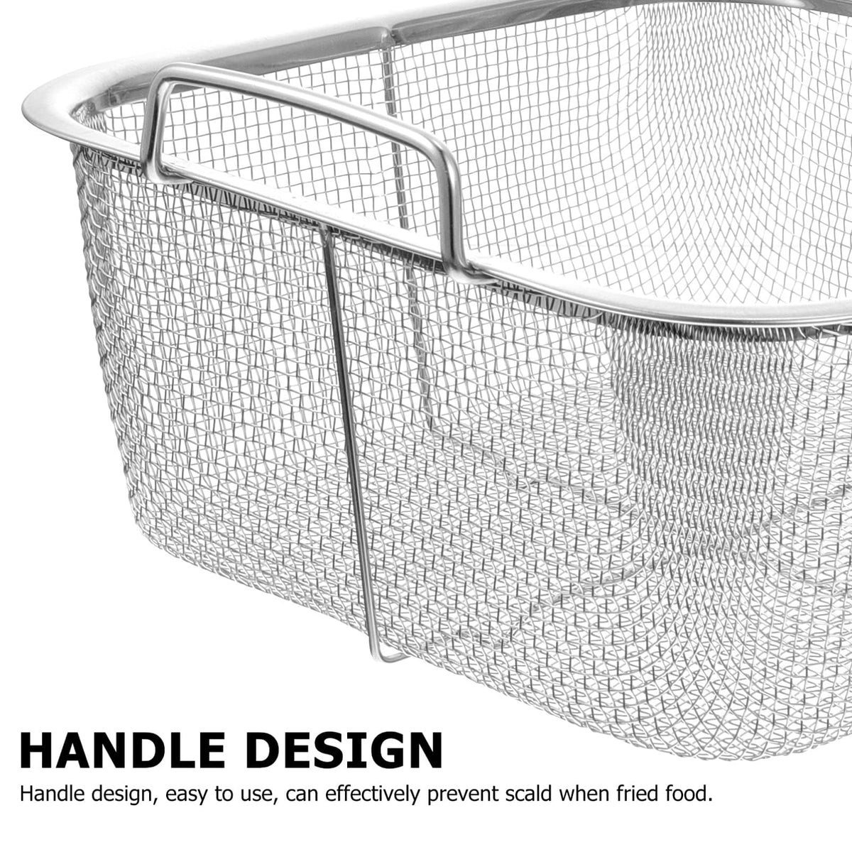 8 Inch Square Stainless Steel Wire Fry Basket with Folding Handle B3362