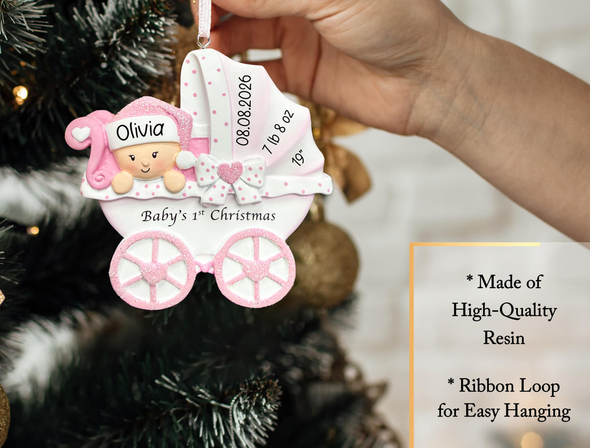 Baby's First Christmas Ornament 2026 Pink Stroller Q4242