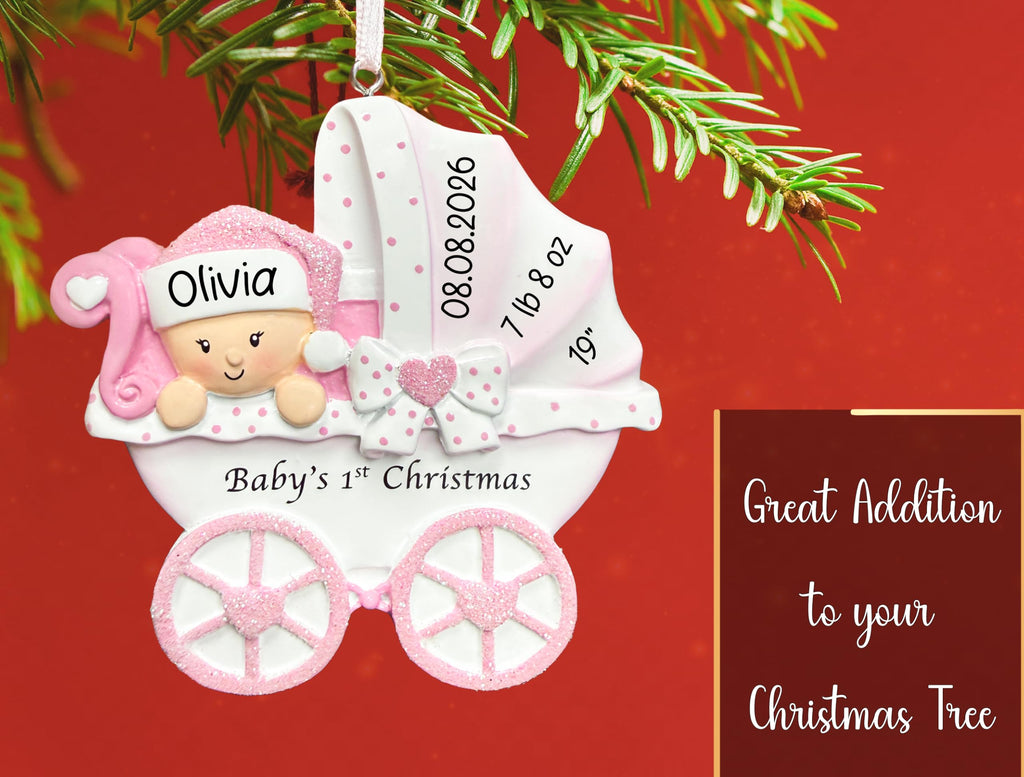 Baby's First Christmas Ornament 2026 Pink Stroller Q4242