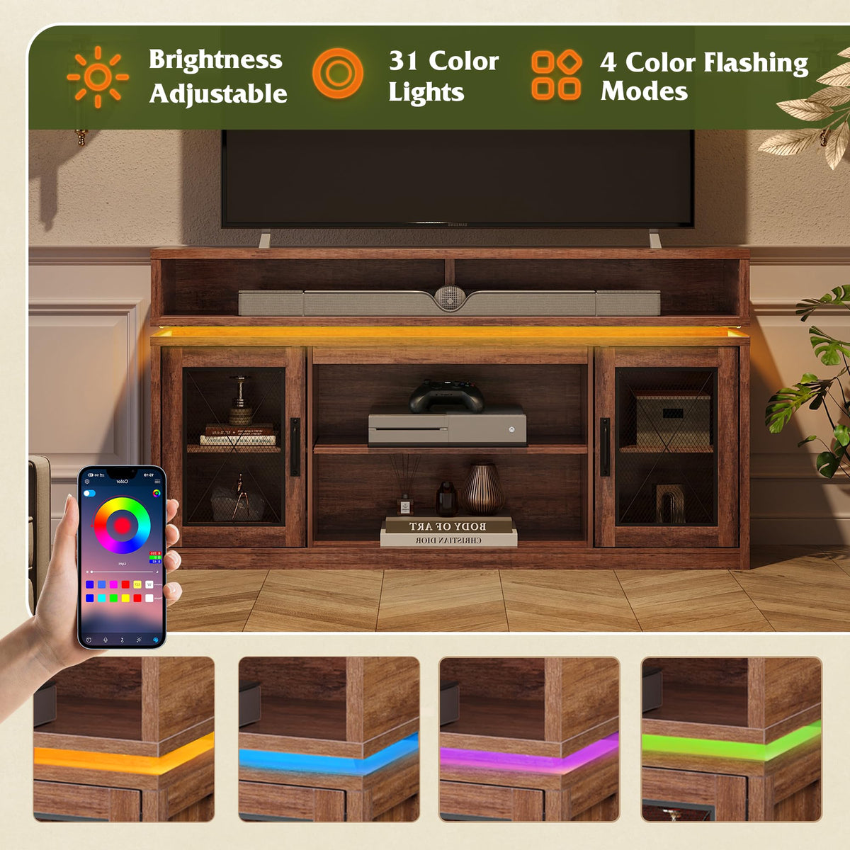 Brown TV Stand with LED Z6367
