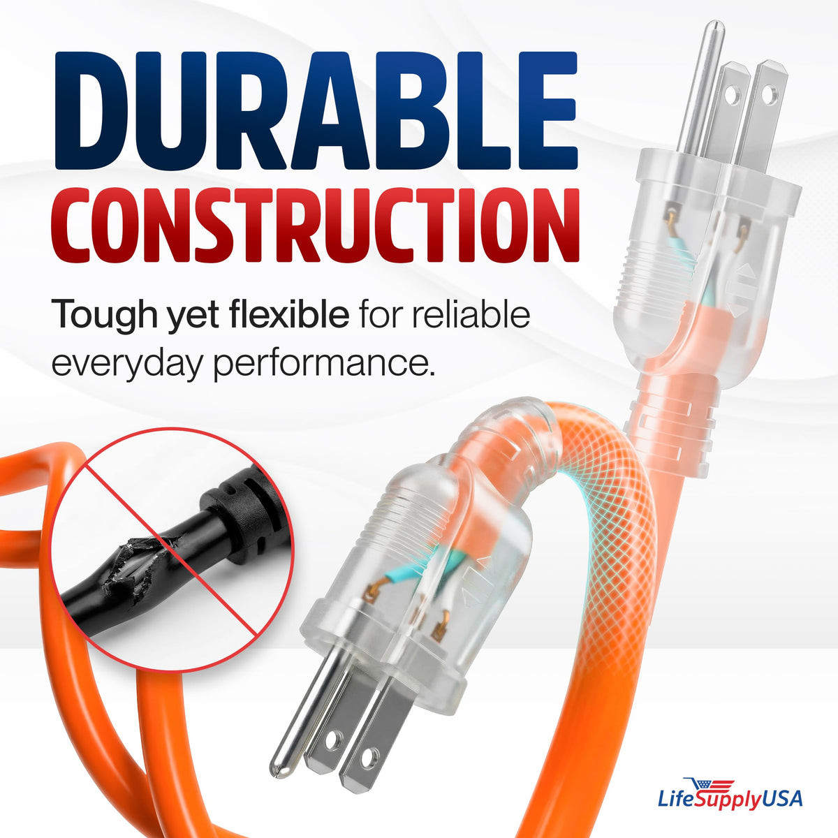 100ft 10/3 Gauge Heavy Duty Outdoor Extension Cord Orange D87405